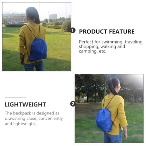 2pcs Waterproof Drawstring Shoe Bag for Swimming Travel Two Pack Blue — view 3