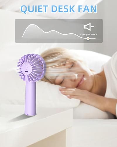 Portable Handheld Fan, Small Personal Hand Fan with 3 Speeds 1800mAh USB Rechargeable, Mini Hand Held Fan for Makeup Eyelash, Travel Gifts for Girls Women Kids — view 6