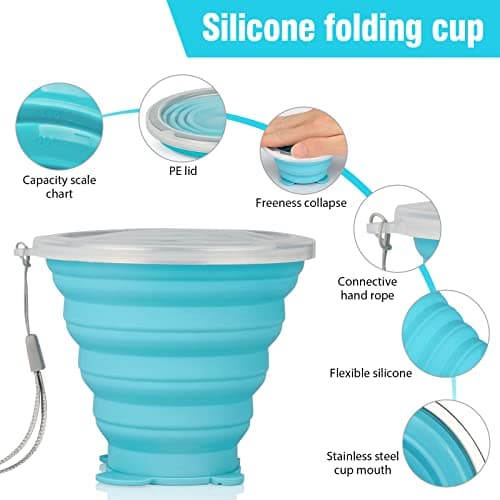 Silicone Collapsible Cup, Travel Foldable Cup with Plastic Sealing Lid — view 3