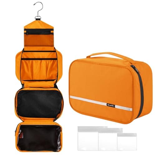 homchen Hanging Toiletry Bag Travel Kit for Men Women, Upgrade Large Capacity Wash Bag Makeup Bag with 4 Compartments, Foldable Compact Size