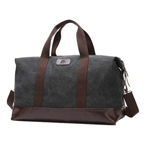 Canvas Mens Holdall,Travel Duffel Bag Overnight Weekend Bag Travel Totes Bags(Black)