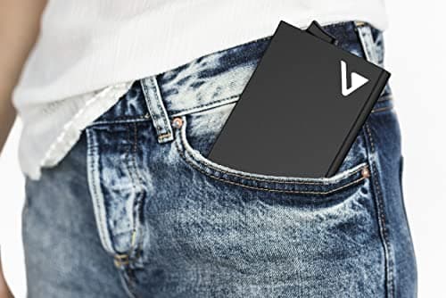 Auners - Card Holder Wallet Mens Minimalist Slim Metal RFID Blocking Contactless Card Protector Pop-Up Gift for Man Him Christmas Stocking Filler — view 3