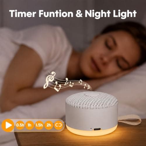 White Noise Machine,24 Soothing Sounds with Night Light,Powerful Battery, 5 Timers Memory White Noise for Baby Adults，Portable Sound Machine for Travel Gift, USB Rechargeable — view 5