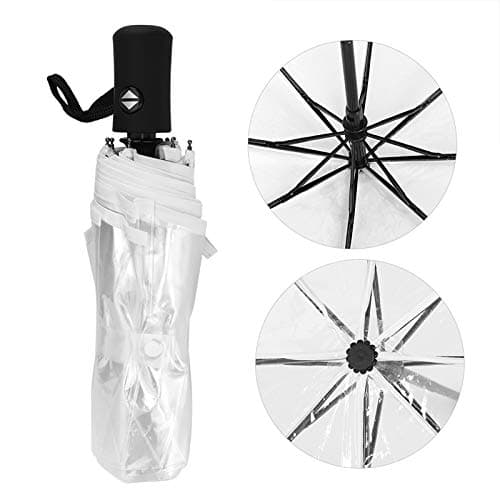 Tiiyee Clear Auto Umbrella, Windproof Transparent Folding, Compact Travel — view 4