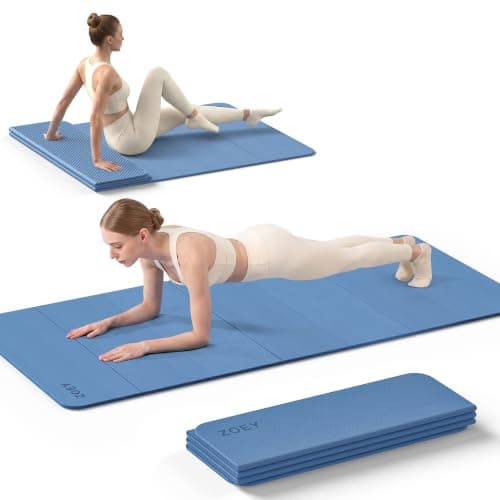 ZOEY 7‑Fold Foldable Yoga & Exercise Mat, Extra‑Wide 189x80cm XL Lightweight Non‑Slip TPE Workout Mat for Yoga Pilates, Portable for Travel Camping Home Gym Floor, Captain's Blue