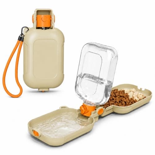 Brown 2-in-1 Dog Portable Water Bottle And Bowl, Leak-Proof Travel Dog Water Bottle With Foldable Silicone Dispenser, Essential Dog Walking Water Bottle For Outdoor Hikes And Trips