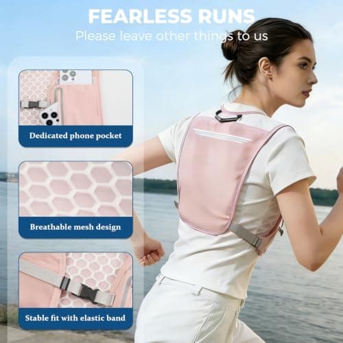 Kartoiy Running Vest Women with Water Bladder, Adjustable Running Hydration Vest Mens, Lightweight & Breathable Hydration Backpack for Trailrunning Hiking Marathon Cycling(Pink) — view 3