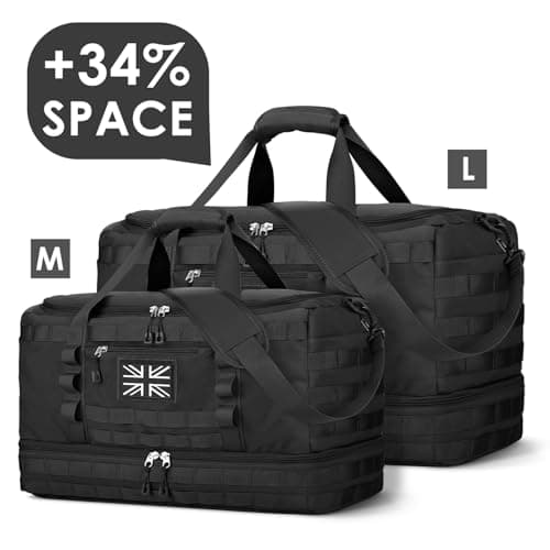 ETRONIK Travel Duffle Bag for Men, Tactical Gym Bag with Shoe Pocket, Black — view 2