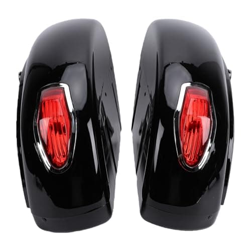 Yctze ABS Motorcycle Hard Saddlebags with Built-in Lights and Lock Set 36L Universal Glossy Black Motorbike Side Bags for Most Cruisers