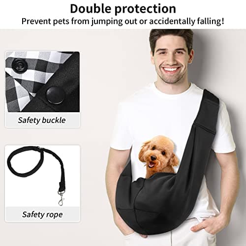 Sarsumir Dog Carrier Bag Dog Sling, Hand Free Pet Carrier for Small Medium Cat Dog, Puppy Carrier with Adjustable Shoulder Strap Puppy Sling for Travel Walking Shopping, Black — view 3