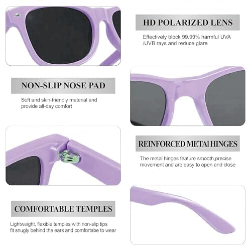toTravelGear Polarized Sunglasses for Women Men Trendy Rectangle Sun Glasses for Driving Travelling Hiking UV Protection(Lavender) — view 4