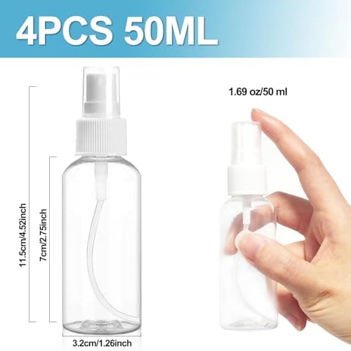 Redamancy 4pc Mini Travel Spray Bottles, 1.69oz/50ml Refillable Atomiser Containers for Cosmetic, Perfume — view 2