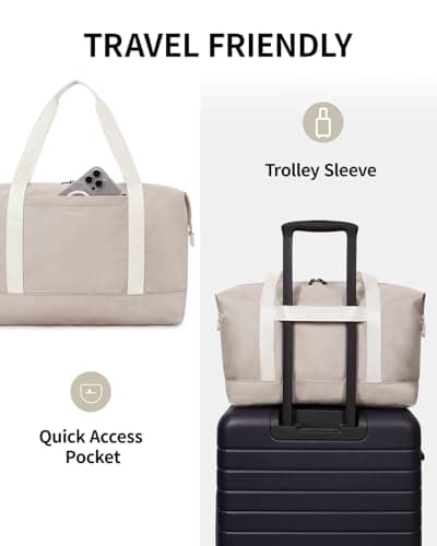 ECOHUB Ryanair Cabin Bags 40x30x20, 24L Underseat Hand Luggage Bag, Foldable Carry On Bag with Removable Wet Pocket, Water-Resistant Overnight Hospital Weekend Bag for Women, Beige (Patent Pending) — view 6