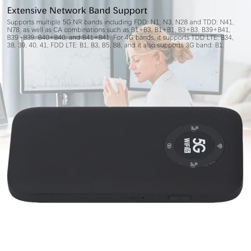 Omquot Portable WiFi Device with 5G Mobile Hotspot for On-the-Go Use, Suitable for 16 Devices with High Speed (Black) — view 5