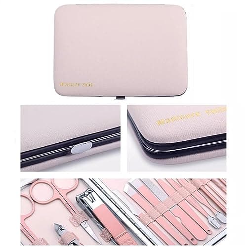 Manicure Set, Travel Manicure Set with Pink Case, Professional Nail Clipper Set 18 in 1 Stainless Steel Pedicure Care Grooming Kit with Splash Proof Nail Clipper,Nail Care Tools — view 5