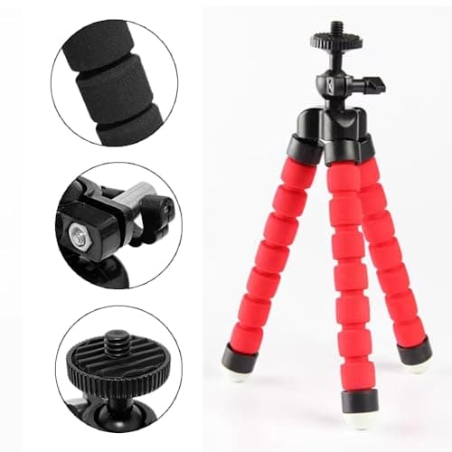 YIYIWANG Phone Tripod Cell Phone Stands Flexible Octopus Style Portable Mini Travel Tripod Stand Camera Mount for Gopro Smartphone and Digital Camera Video Outdoor (Red) — view 3