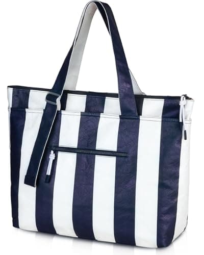HOMESPON Large Waterproof Beach Bag with Zip and Wet Pocket for Women Men Lightweight Tote for Work Holiday Weekends