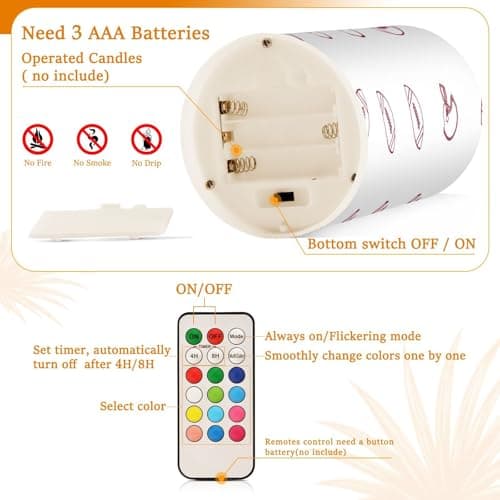xigua Flameless Candles, Sporty Maroon Motif Flickering LED Candles,2 Pack Battery Operated Candle with 18-Key Remote or Wedding, Table, Halloween, Christmas Decor — view 4
