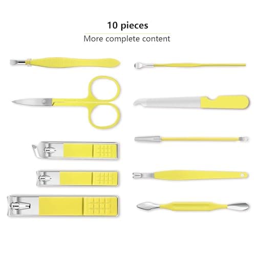 Manicure Set 10pcs Professional Nail Clippers Kit, Yellow — view 2