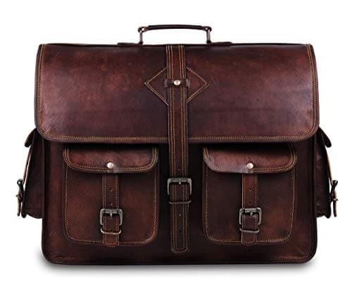 HULSH Vintage Leather Laptop Bag for Men Full Grain Large Leather Messenger bag for men 18 inches with rustic look Best leather briefcase — view 6