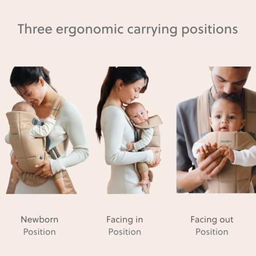 BabyBjörn Baby Carrier Mini, Woven, Beige, Infant Carrier for Newborns (0-12 Months), Soft, Ergonomic and Easy to Use — view 3