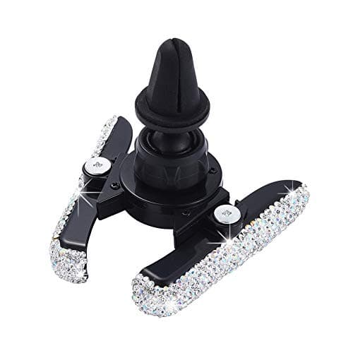 JSCARLIFE Bling Bling Air Vent Mount Phone Holder Crystal Rhinestone Car Stand Phone Holder for GPS Screen MP5(Silver) — view 4
