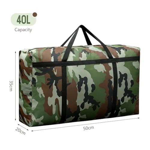 Multi-Size Moving Bag (40L-180L) - Heavy Duty Zippered Storage Bags with Handles for Clothes, Packing Bags for Moving House, Travel Home Organization (Camouflage patterns, 40L-50 * 35 * 20cm) — view 2