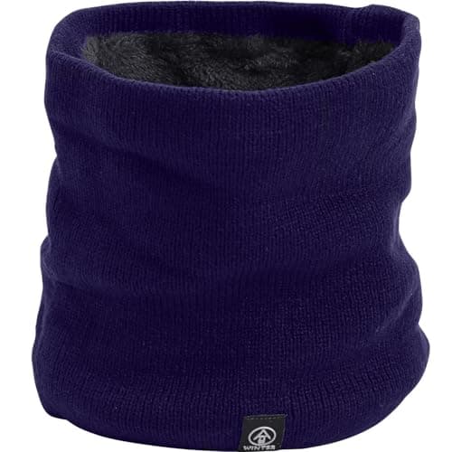 Fjquamitix Neck Warmer for Men Women Thick Fleece Thermal Snood for Men Winter Neck Gaiter Knitted Circle Scarf for Outdoor Sports Cycling Skiing Motorcycle (Navy Blue)