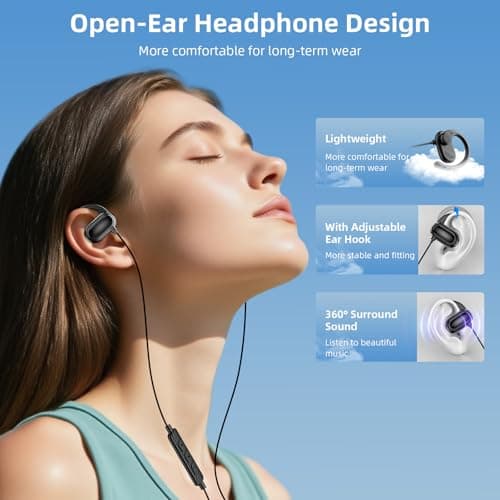 APETOO 3.5mm Open-Ear Headphones with Earhook Mic & Volume Control, 4.9ft — view 2