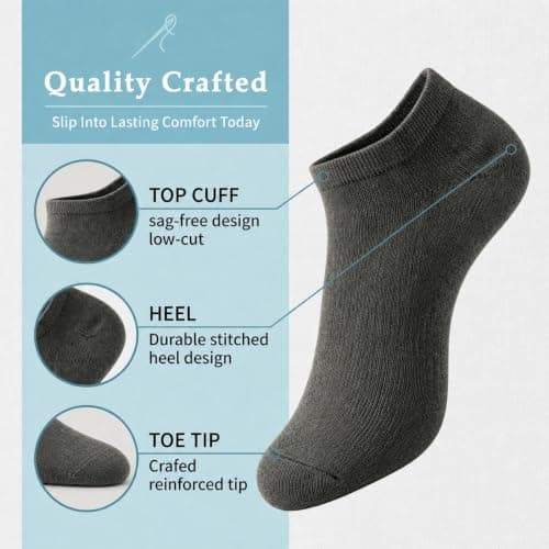 MAKABO Womens Bamboo Trainer Socks Low Cut Ankle Socks Breathable Seamless 6 Pack UK 5-9 Casual Sneakers Gift — view 6