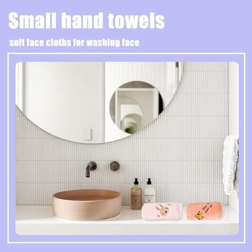 7 Pack Kids Face Towels with Cute Animal Embroidery, Soft Fingertip Towels — view 5