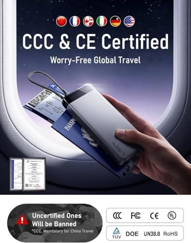 LISEN 20000mAh CCC Certified Power Bank with Built in USB-C Cable, 55W Xiaomi HyperCharge & 35W PD/QC/PPS Fast Charging Flight Approved All Alloy for iPhone 15-17, Xiaomi — view 4