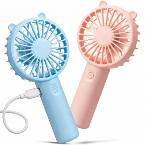 Weewooday 2 Pack Mini Handheld Portable Fan, USB Rechargeable