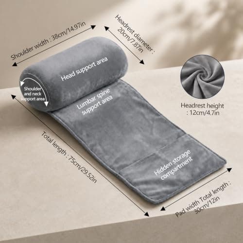 aquota Memory Foam Headrest Pillow for Recliner and Armchair, Non-Slip Ergonomic Neck Support Cushion with Side Pocket, Soft Chair Head Pillow for Sofa, Office Chair, Car and Travel, Grey — view 2