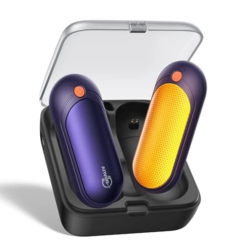 J-BRAUV Electric Hand Warmers Rechargeable 2 Pack, 2000mAh Reusable Hand Warmers with Charging Case 10000mAh, 5 Levels Heat Double Sided USB C Hand Warmer Up to 24H Heating, Golf Gifts for Men Women