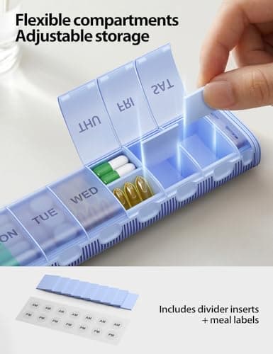 Vaydeer Metal 7 Day Pill Organiser, Once Daily, with Desiccant, Silver — view 6