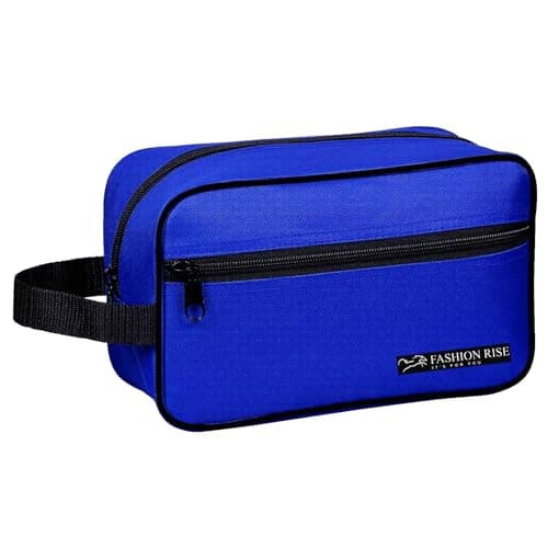 Water-Resistant Toiletry Bag for Men & Women - Lightweight Travel Wash Bag with Multiple Compartments, Compact Dopp Kit Cosmetic Organizer, Durable Nylon Shaving & Makeup Storage Case (Blue)