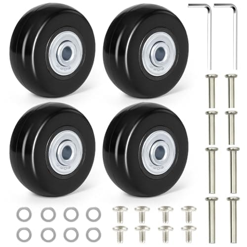 ZOVRIXIA 4 Pcs Luggage Wheels Replacement, Suitcase Wheels Replacement 50 mm x 18 mm, Suitcase Wheels Rubber, Luggage Replacement Wheels Universal Ball Bearings with Replacement Parts Repair Kit