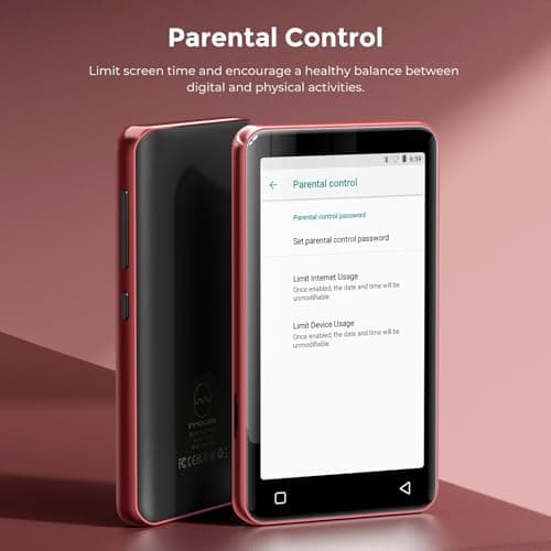 innioasis 16GB MP3 Player with Bluetooth and wifi, MP3 Player for Kids with Spotify, Spotify Kids, Pandora, Audible, 4.0" Touch Screen Music Player with Parental Controls, Up to 1TB(Black+Red) — view 2
