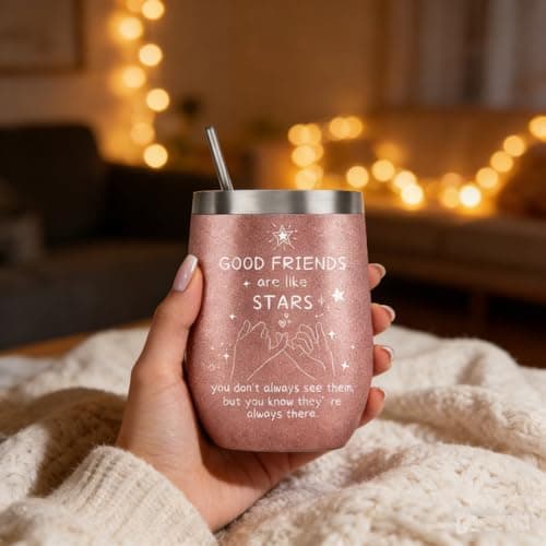 Insulated Wine Tumbler, 12 oz Cup with Straw and Lid for Best Friend — view 5