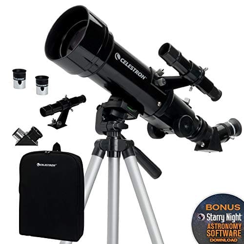 Celestron 21035-ADS Travel Scope 70 Refractor Telescope Kit with Backpack, Black (Amazon Exclusive Including Additional 4mm Eyepiece and 3x Barlow Lens) — view 2