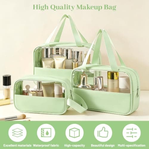 Clear Travel Toiletry Bag 3 Pack, Waterproof PVC Wash Bag Set — view 3