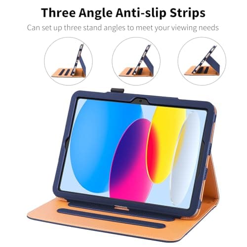 DAORANGE Case for iPad (A16) 11th Generation 11 Inch 2025, iPad 10th Generation 10.9 Inch 2022, PU-Leather Cover with Pencil Holder, Multi-Angle Stand, Document Pocket and Auto Sleep/Wake (NavyBlue) — view 5