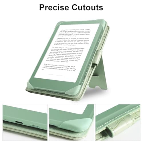 HoYiXi Universal Case For 6.8",7" eReader,Compatible with Kindle/Kobo Clara HD/Kobo Clara 2E/Paperwhite/PocketBook/Tolino eReader,with HandStrap/Kickstand, Cover for 6.8"-7'' eReaders,Green — view 5
