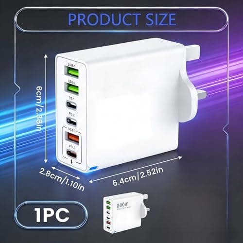 200W USB C Charging Station, 6 Port GaN Charger — view 2