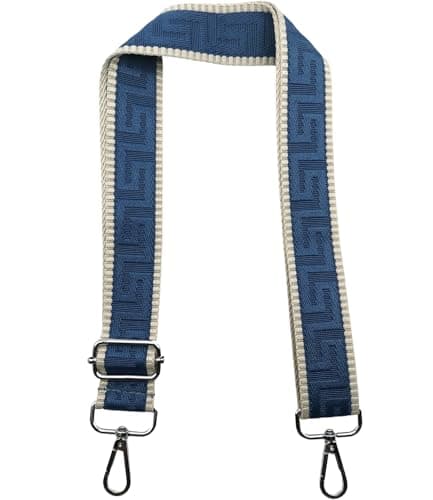 Shoulder Strap for Bag Adjustable Bag Straps Wide 3.8 cm with Silver Buckle, Handbags Straps Replacement for Women Crossbody Accessory, Khaki/Blue, K39 — view 5