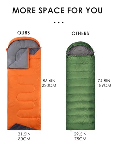 Sleeping Bags for Adults Women Backpacking Lightweight Waterproof- Summer Weather Sleeping Bag for Girls Warm Camping Hiking Outdoor Travel Hunting with Compression Bag(Orange) — view 3