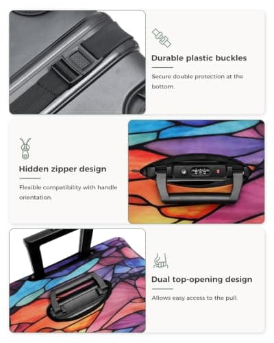 Youth Union 18"-32" Bamboo Fiber Polyester Transparent Suitcase Cover Travel Trolley Case Cover, stained glass evening lake, M(22-25"), minimalism — view 4