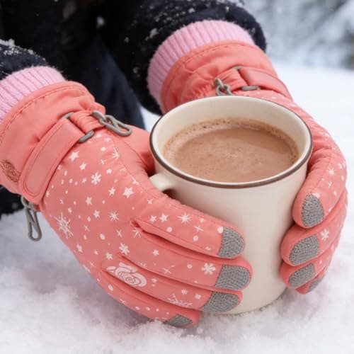 Omquot Gorgeous Winter Warm Gloves, Windproof Cold Weather Ski Gloves for Skiing, Snowboarding (Orange) — view 3