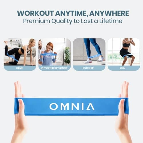 OMNIA Resistance Bands Set for Home Workouts – Durable Exercise Bands for Strength Training, Yoga, Pilates, Physio – 5 Resistance Levels – Unisex Fitness Bands (Blue) — view 2